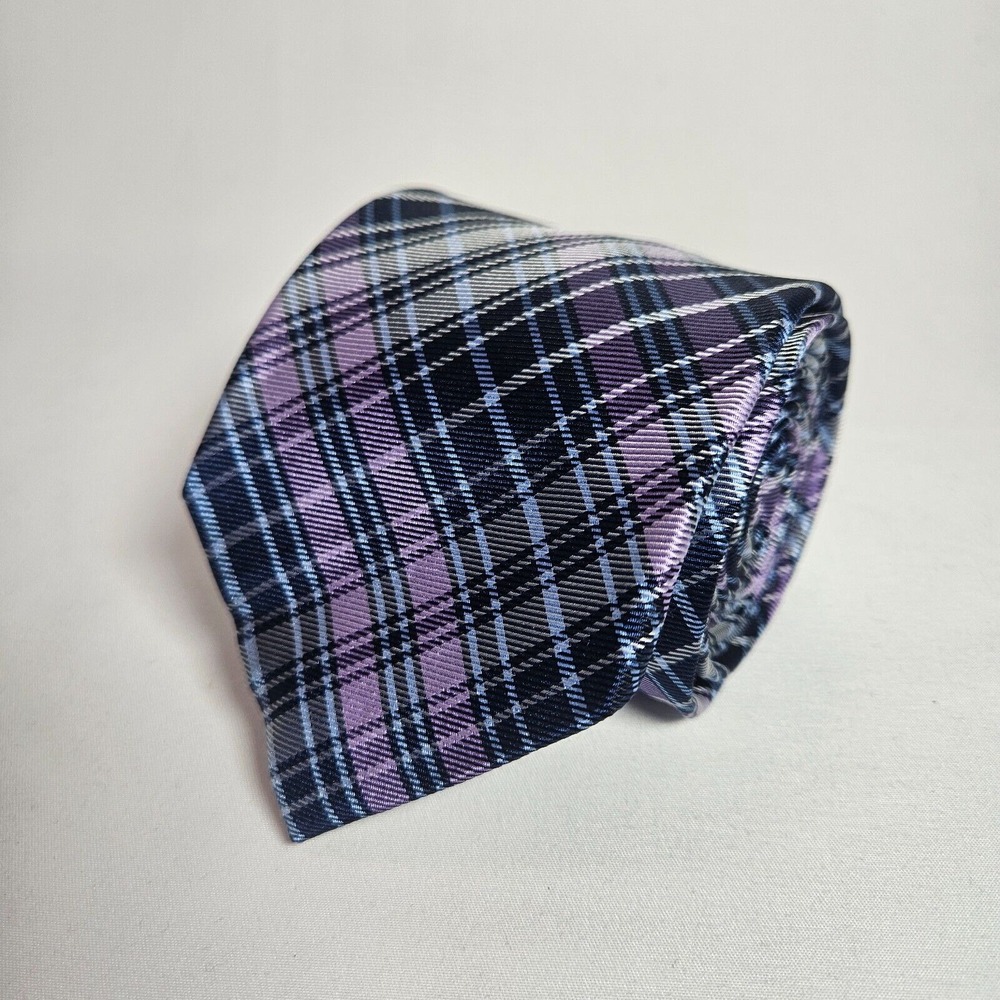 Burma Bibas 100% Silk Tie Mens Geometric Purple 3.25" x 63" Extra‎ Long